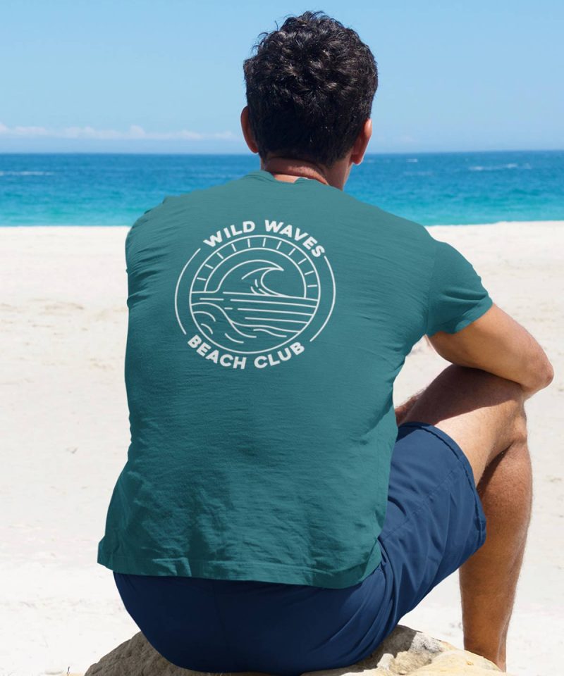 Alternative view of Wild Waves Beach Club – Mens Organic Cotton T-Shirt