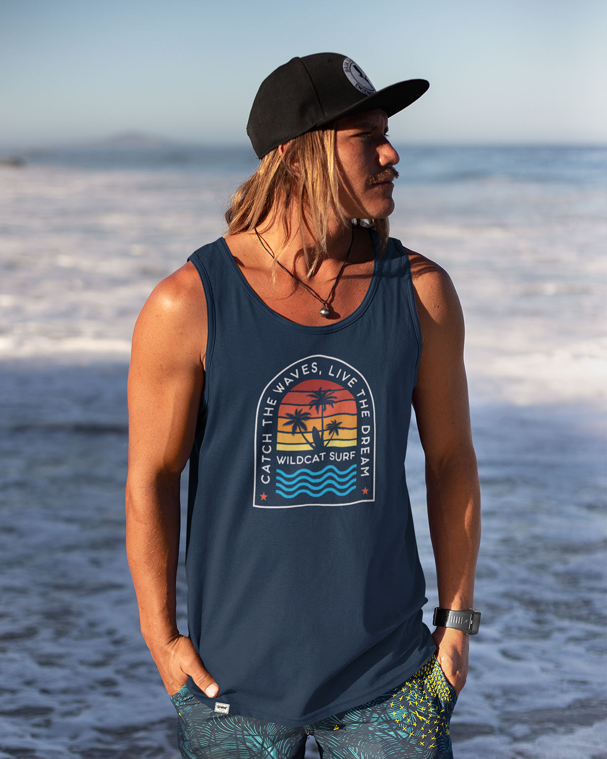 Catch The Waves - Men's Organic Cotton Vest - Image 2