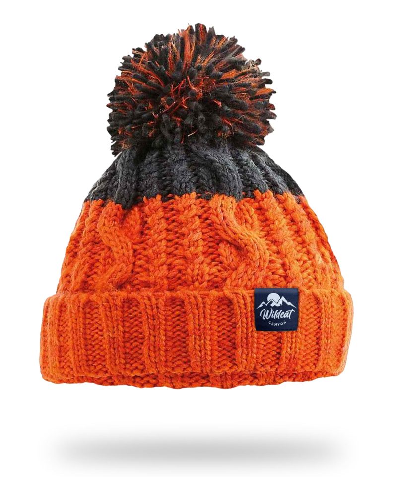 Snowseeker - Adults Bobble Hat (Orange & Graphite)