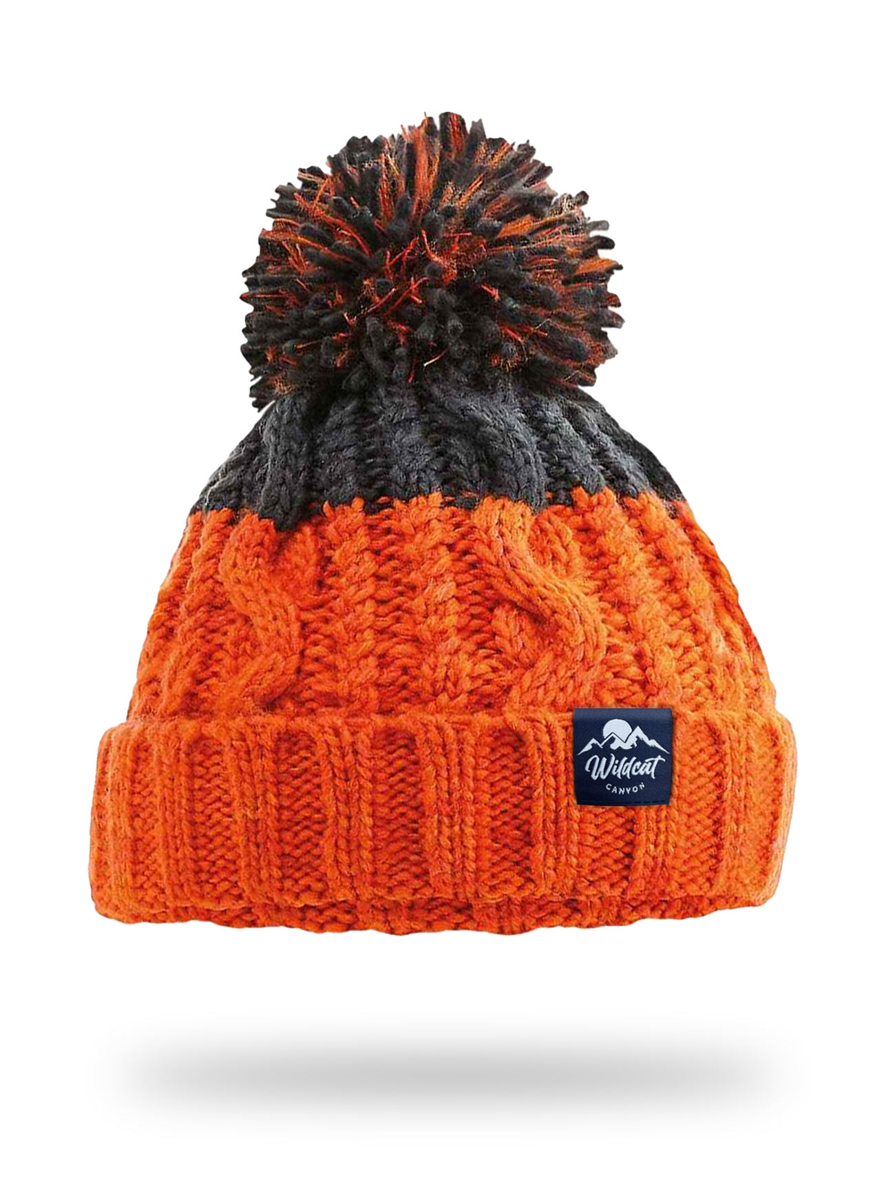Snowseeker - Adults Bobble Hat (Orange & Graphite)