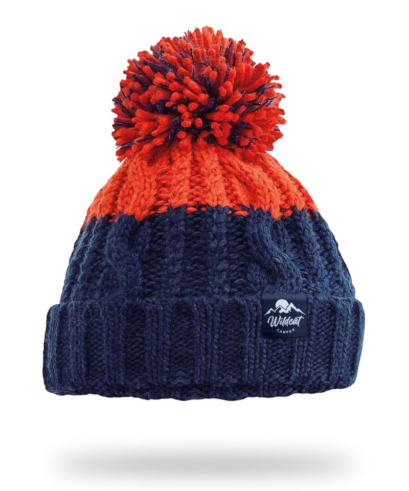 Snowseeker - Adults Bobble Hat (Navy & Red)