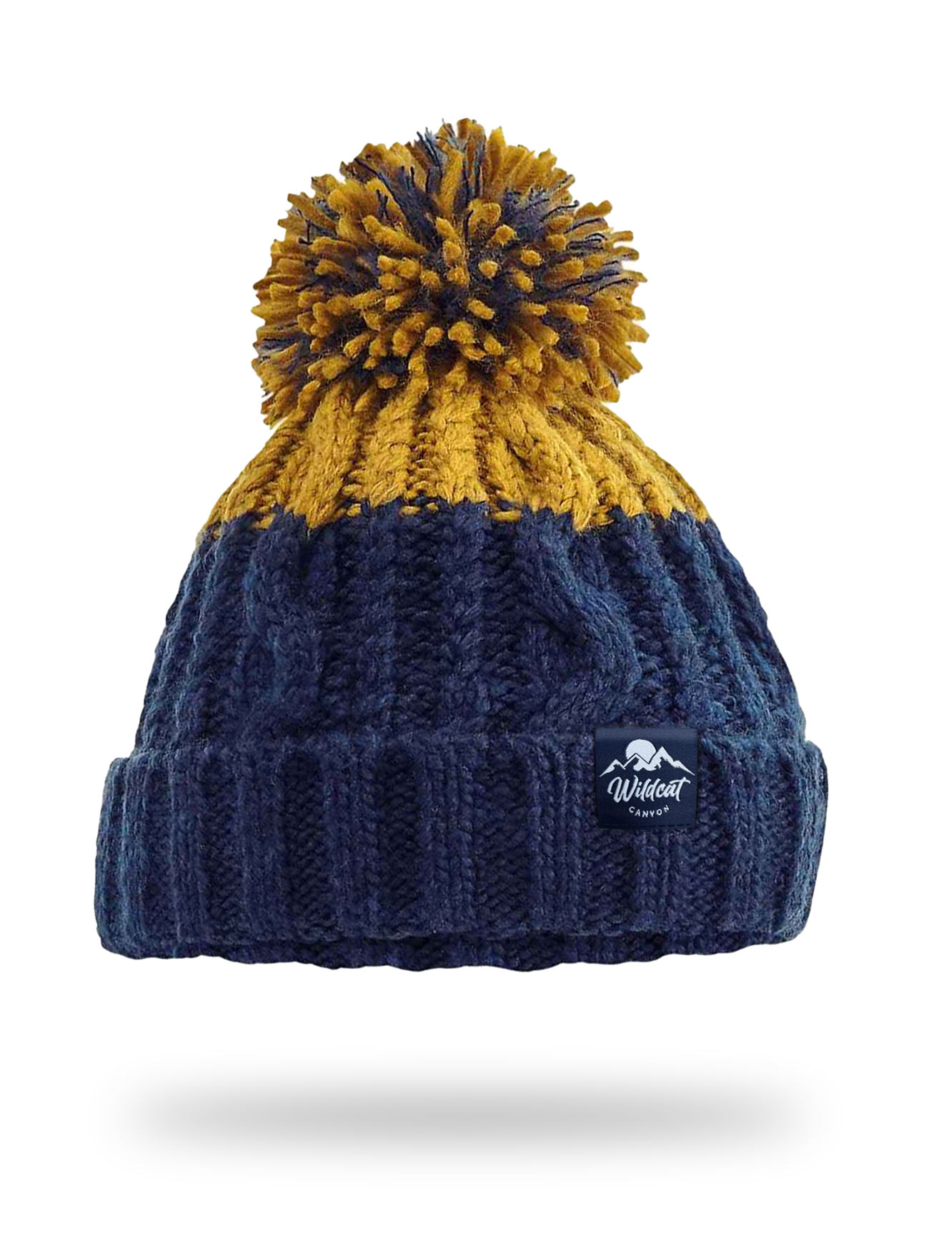 Snowseeker - Adults Bobble Hat (Navy & Mustard)