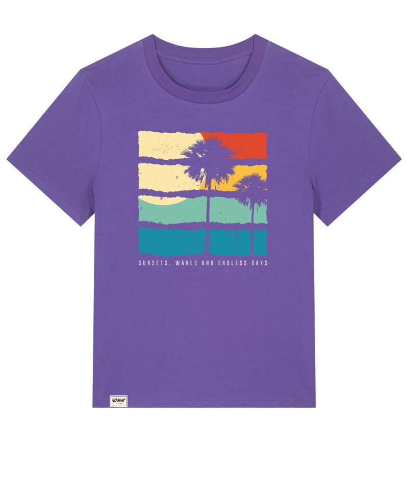 Wildcat Canyon Sunsets, Waves & Endless Days Women's Organic Cotton T-Shirt in Purple Love