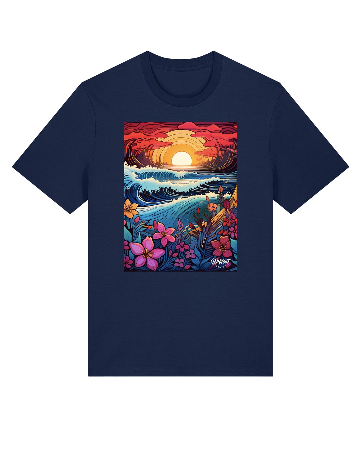 Wildcat Canyon Tropical Tides Men's Organic Cotton T-Shirt in French Navy