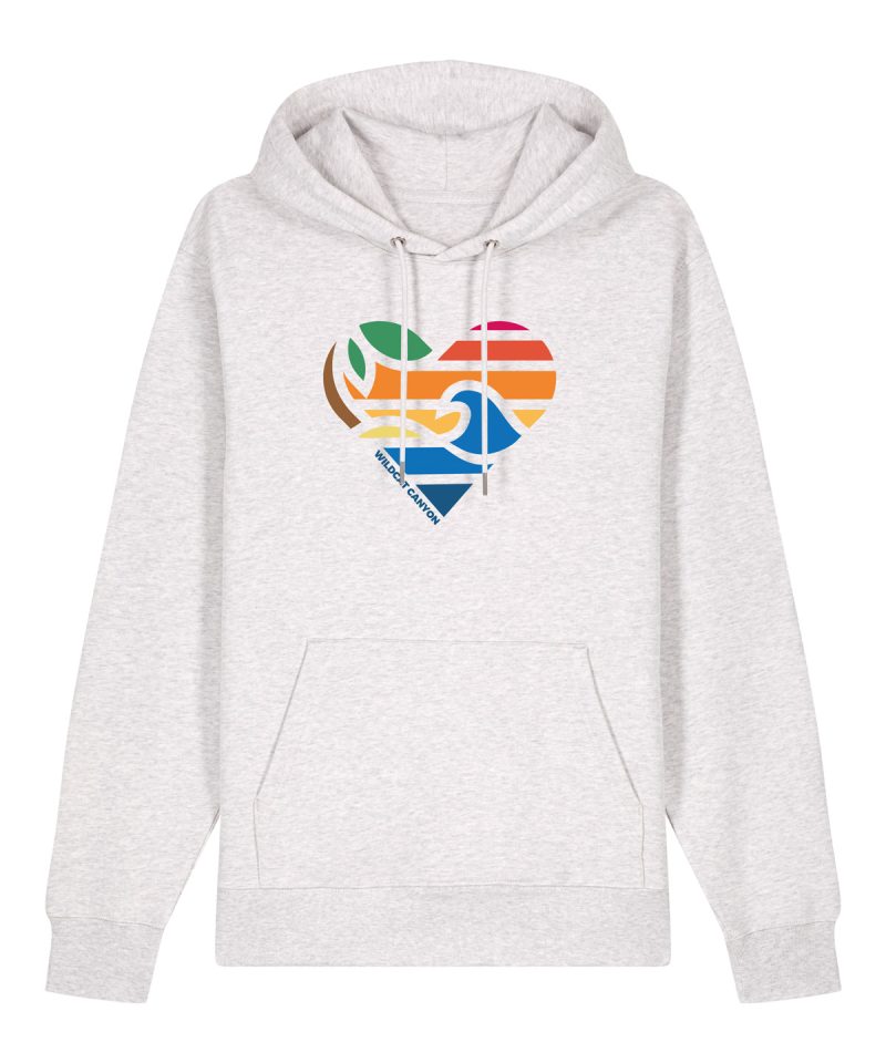 Wildcat Canyon Peace, Love, Surf Women's Organic Cotton Hoodie in Cool Heather Grey