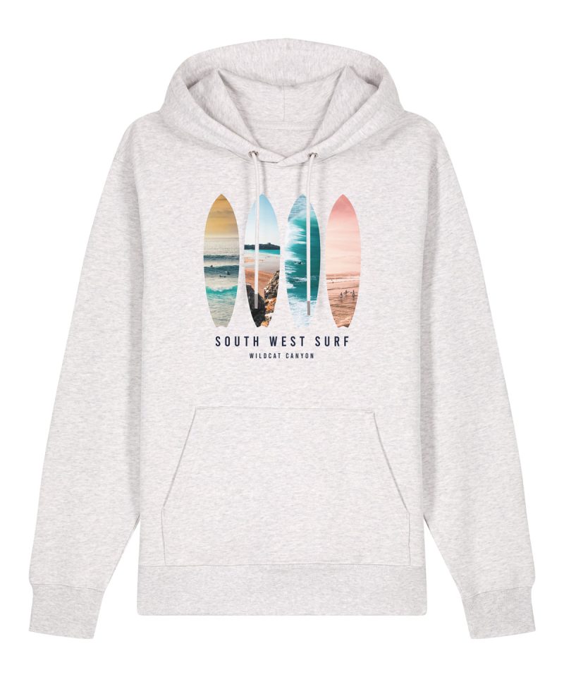 Wildcat Canyon South West Surf Unisex Organic Cotton Hoodie in Cool Heather Grey