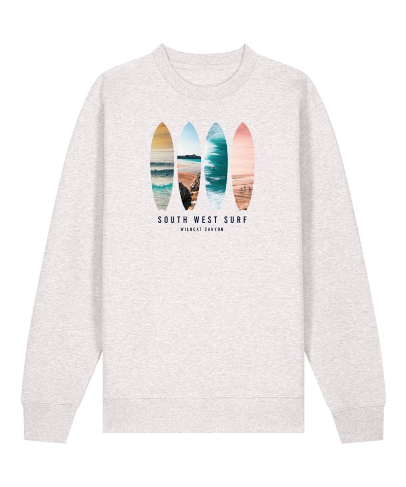 Wildcat Canyon South West Surf Unisex Organic Cotton Sweatshirt in Cool Heather Grey