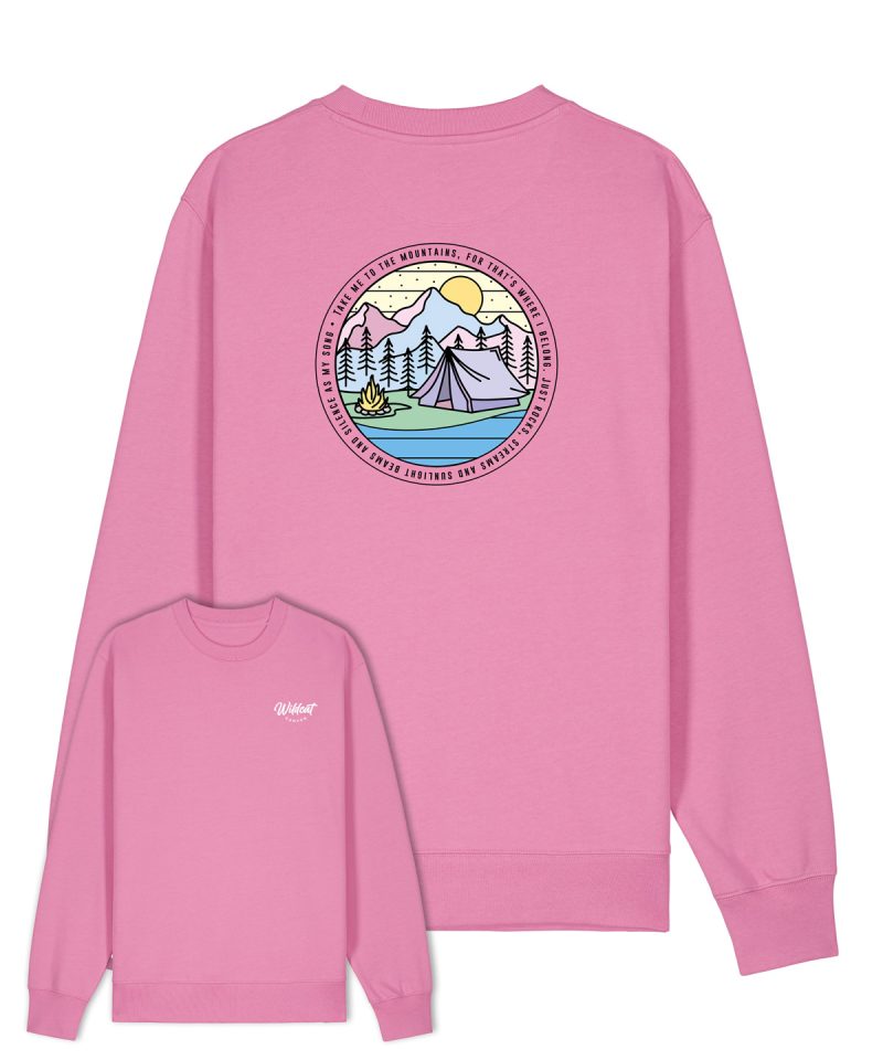Wildcat Canyon Take Me To The Mountains Women's Organic Cotton Sweatshirt in Bubble Pink