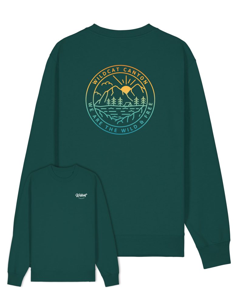 Wildcat Canyon Wild & Free Unisex Organic Cotton Sweatshirt in Glazed Green