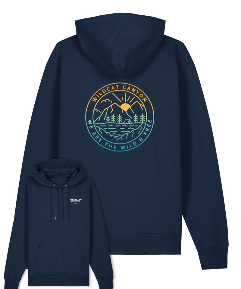 Wildcat Canyon Wild & Free Unisex Organic Cotton Hoodie in French Navy