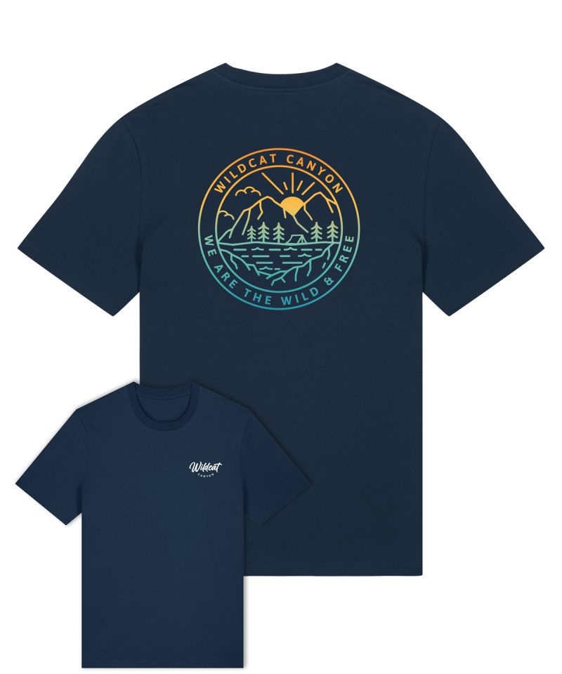 Wildcat Canyon Wild & Free Men's Organic Cotton T-Shirt in French Navy