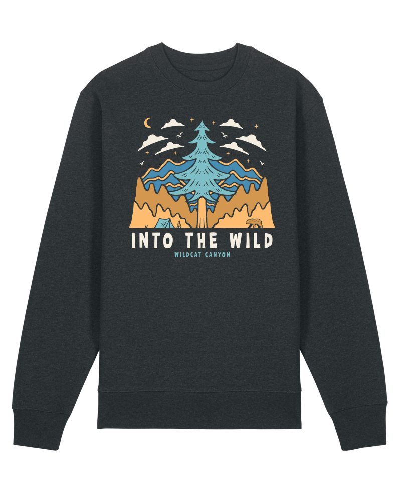 Wildcat Canyon Into The Wild Unisex Organic Cotton Sweatshirt in Dark Heather Grey