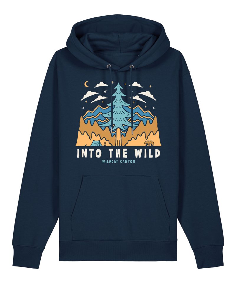 Wildcat Canyon Into The Wild Unisex Organic Cotton Hoodie in French Navy