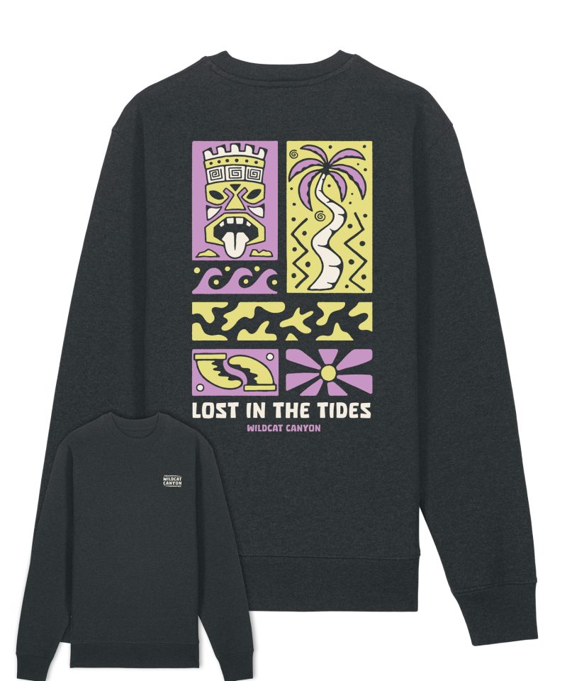 Wildcat Canyon Lost In The Tides Unisex Organic Cotton Sweatshirt in Dark Heather Grey