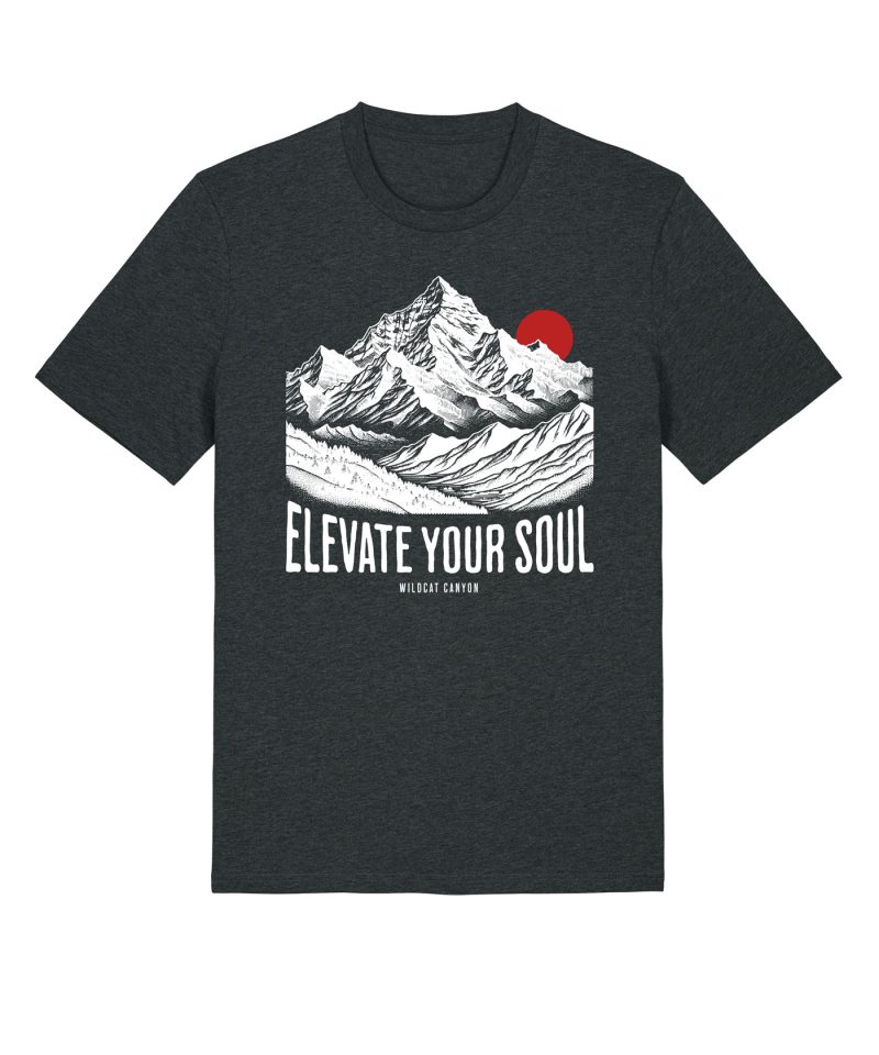 Wildcat Canyon Elevate Your Soul Men's Organic Cotton T-Shirt in Dark Heather Grey