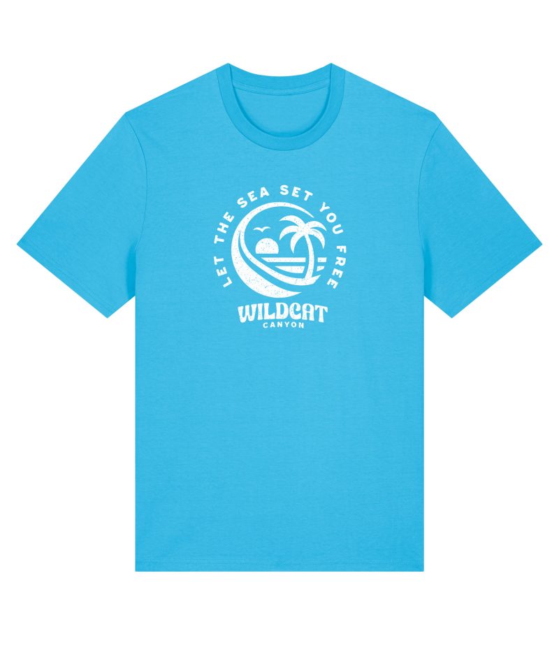 Wildcat Canyon Let The Sea Set You Free Men's Organic Cotton T-Shirt in Aqua Blue