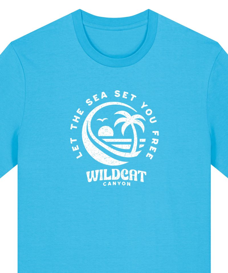 Wildcat Canyon Let The Sea Set You Free Men's Organic Cotton T-Shirt in Aqua Blue
