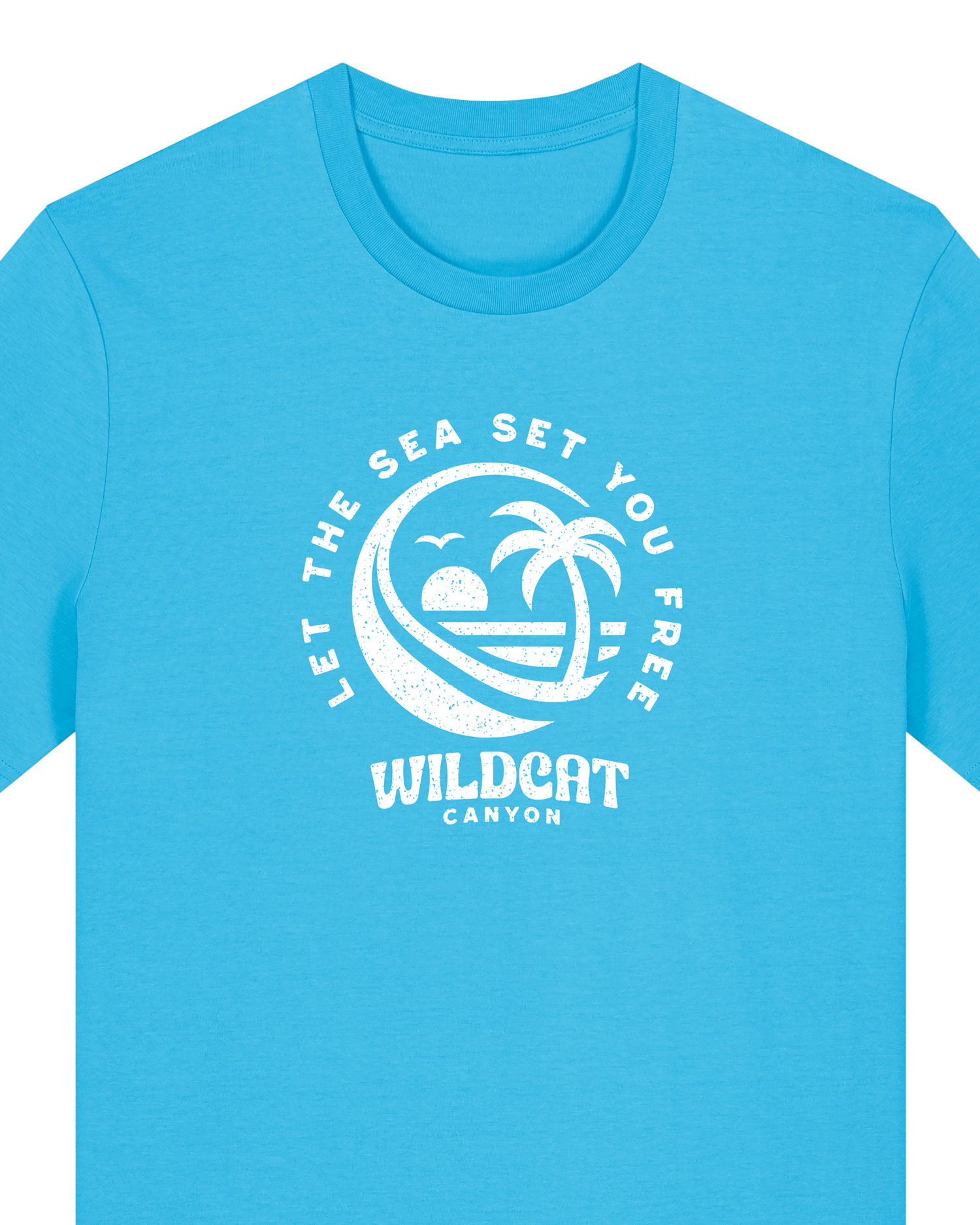 Wildcat Canyon Let The Sea Set You Free Men's Organic Cotton T-Shirt in Aqua Blue