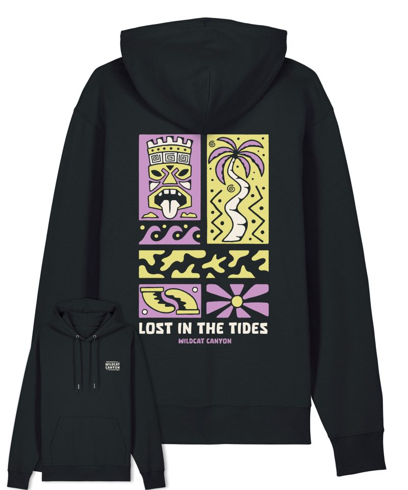 Wildcat Canyon Lost In The Tides Unisex Organic Cotton Hoodie in Black