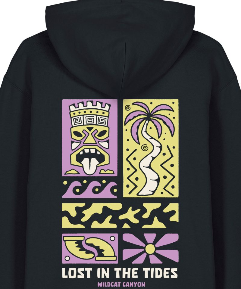 Wildcat Canyon Lost In The Tides Unisex Organic Cotton Hoodie in Black