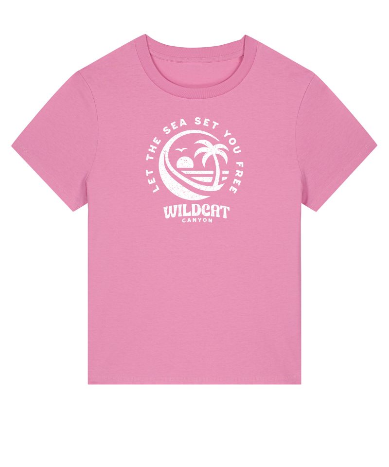 Wildcat Canyon Let The Sea Set You Free Women's Organic Cotton T-Shirt in Bubble Pink