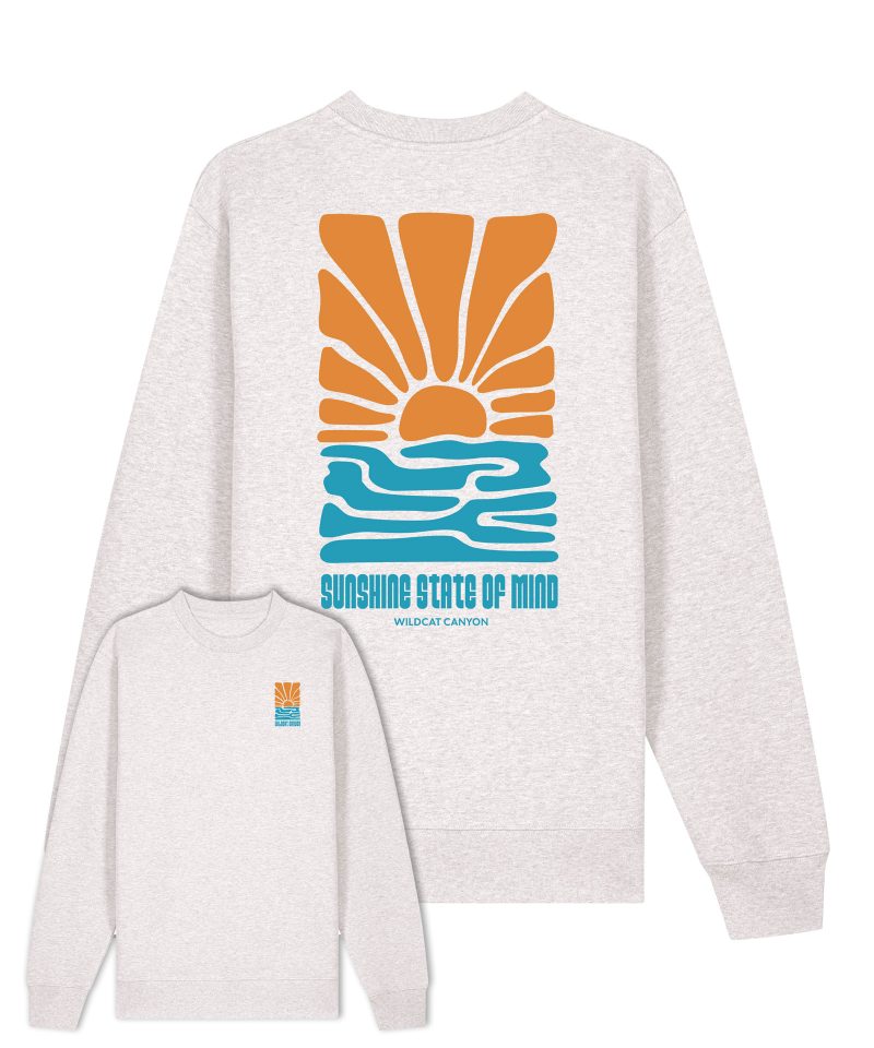 Wildcat Canyon Sunshine State Of Mind Unisex Organic Cotton Sweatshirt in Cool Heather Grey
