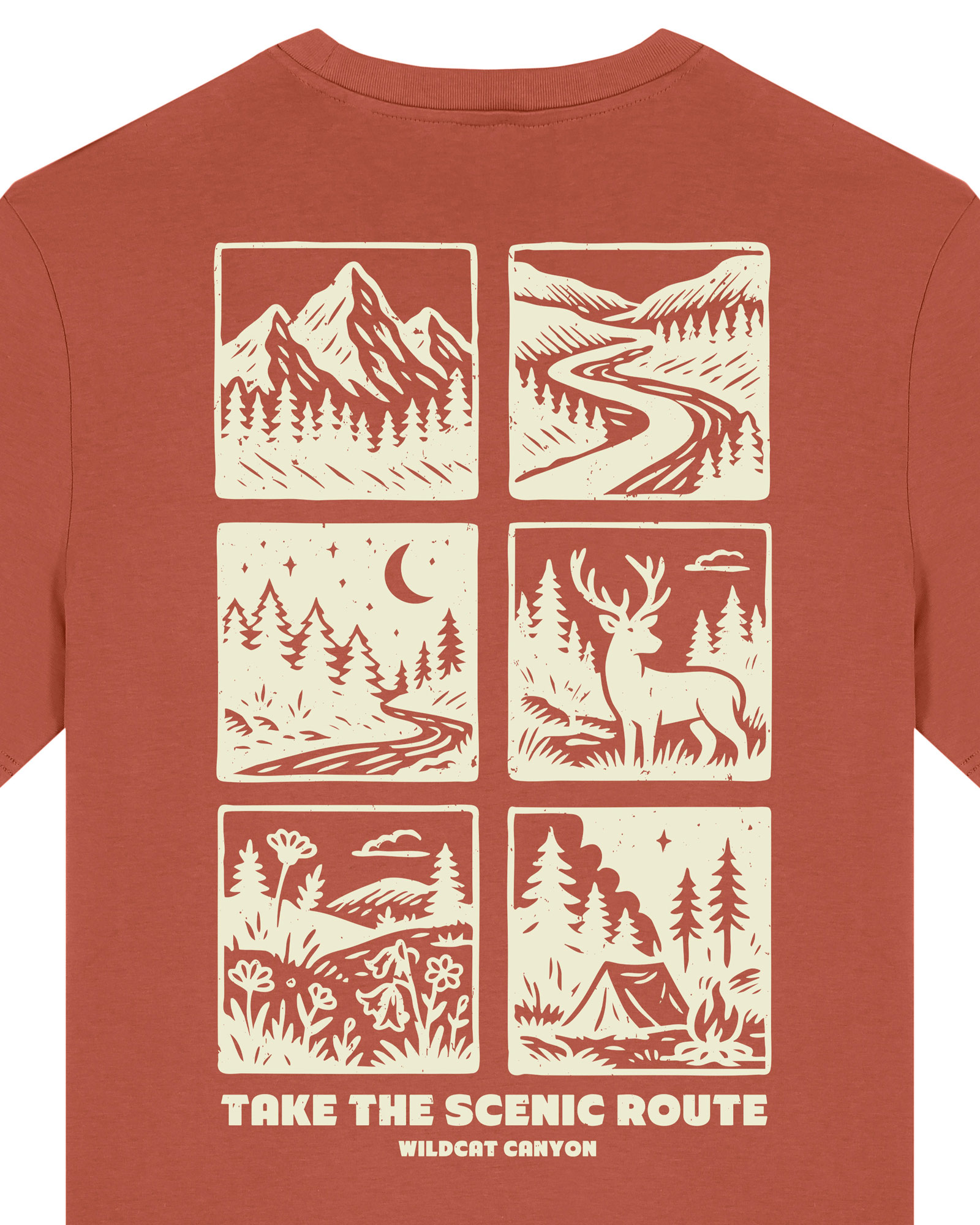 Wildcat Canyon Take The Scenic Route Men's Organic Cotton T-Shirt in Heritage Brown