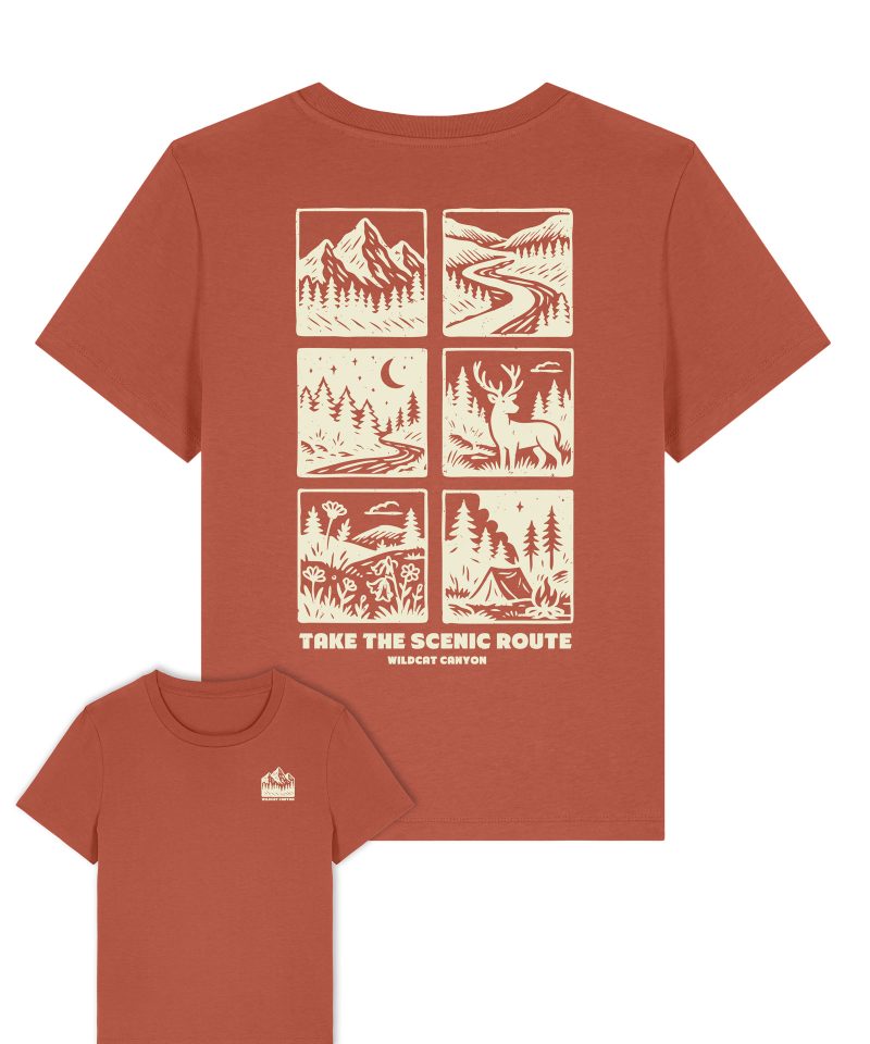 Wildcat Canyon Take The Scenic Route Women's Organic Cotton T-Shirt in Heritage Brown