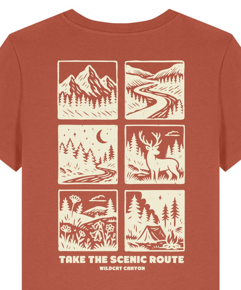 Wildcat Canyon Take The Scenic Route Women's Organic Cotton T-Shirt in Heritage Brown