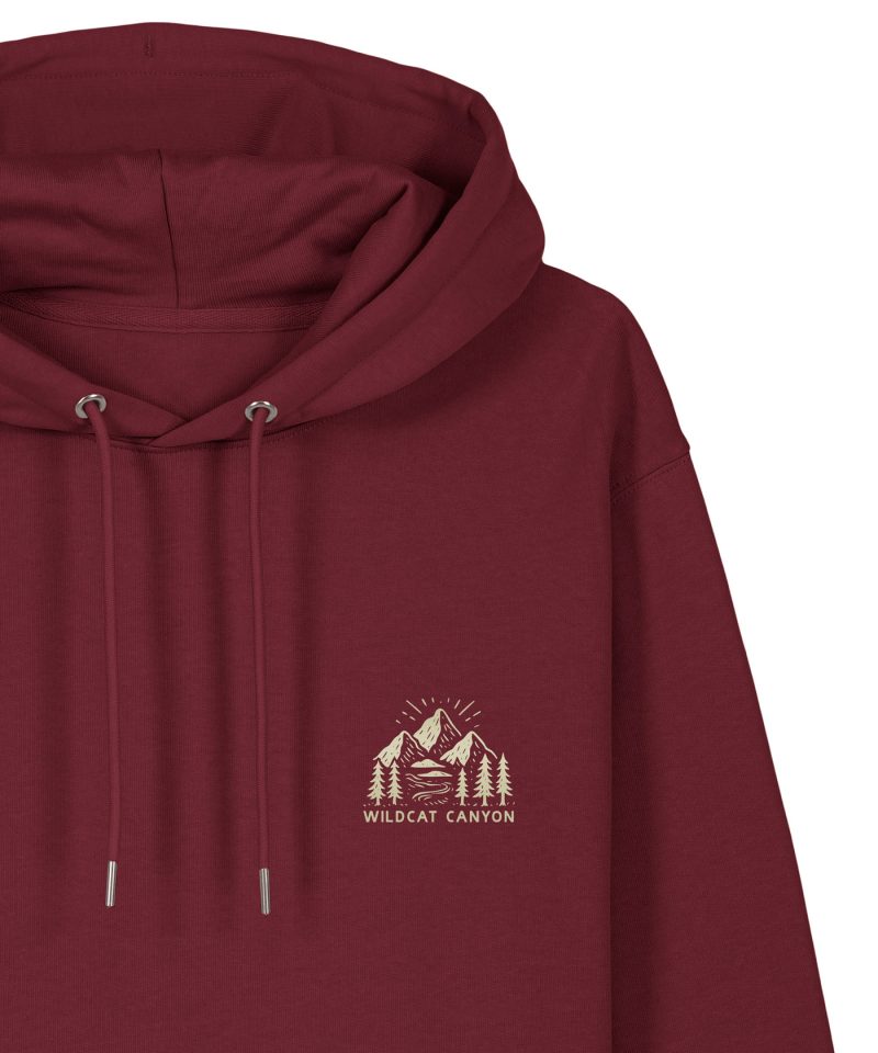 Wildcat Canyon Explore The Wilderness Unisex Organic Cotton Hoodie in Burgundy
