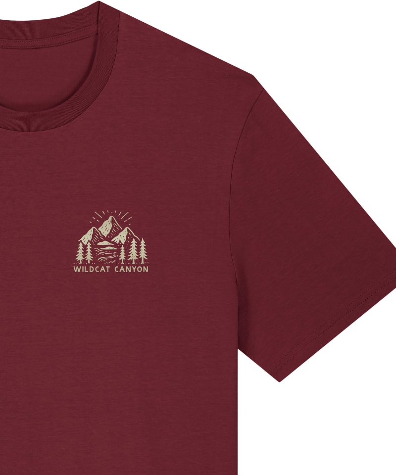 Wildcat Canyon Explore The Wilderness Men's Organic Cotton T-Shirt in Burgundy