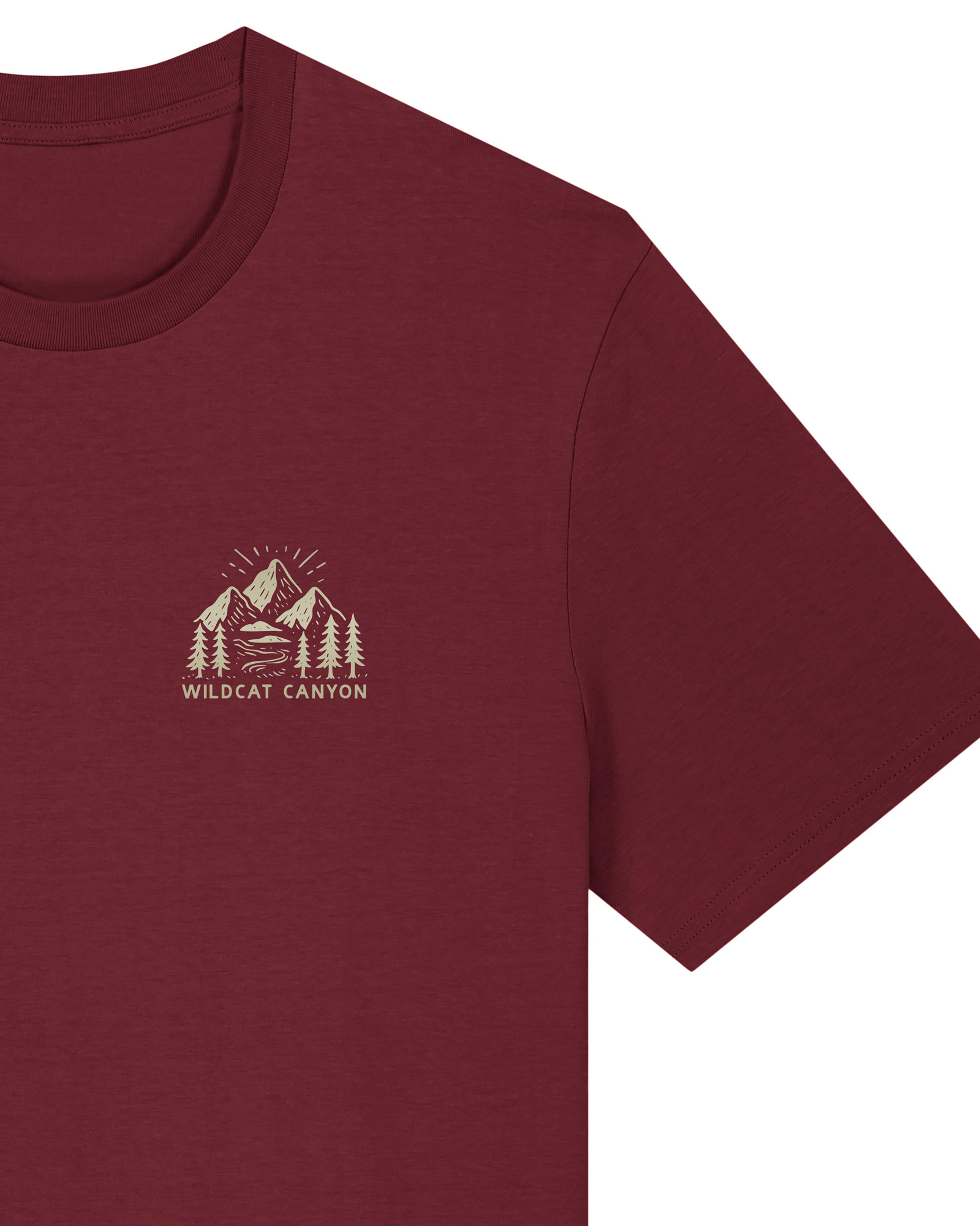 Wildcat Canyon Explore The Wilderness Men's Organic Cotton T-Shirt in Burgundy