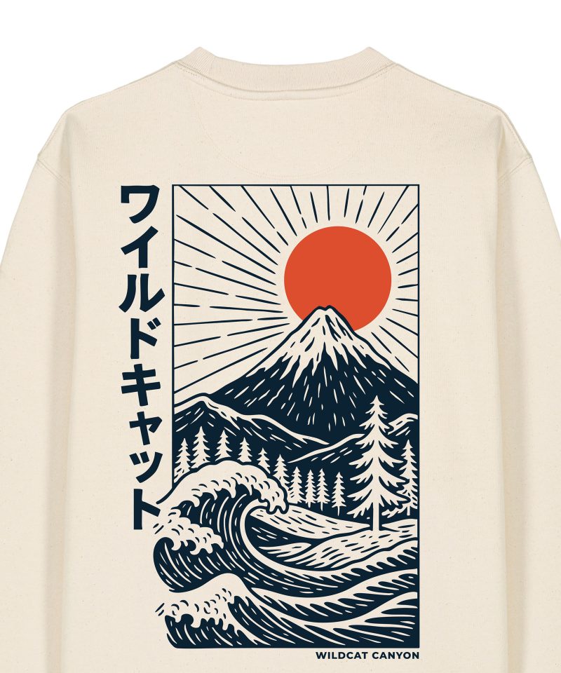Wildcat Canyon Fuji Surf Unisex Organic Cotton Sweatshirt in Natural Raw