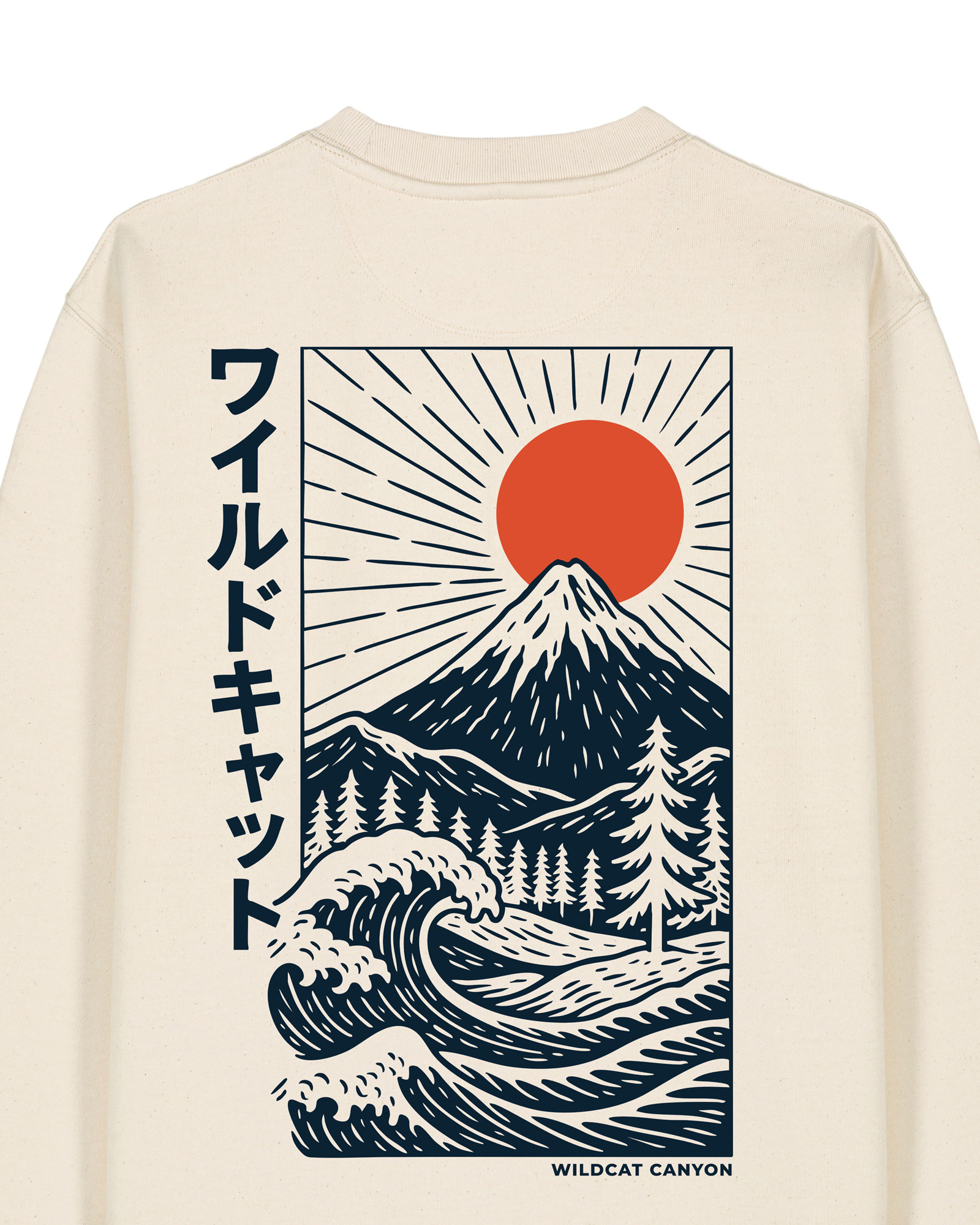 Wildcat Canyon Fuji Surf Unisex Organic Cotton Sweatshirt in Natural Raw