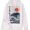 Wildcat Canyon Fuji Surf Unisex Organic Cotton Hoodie in Cool Heather Grey