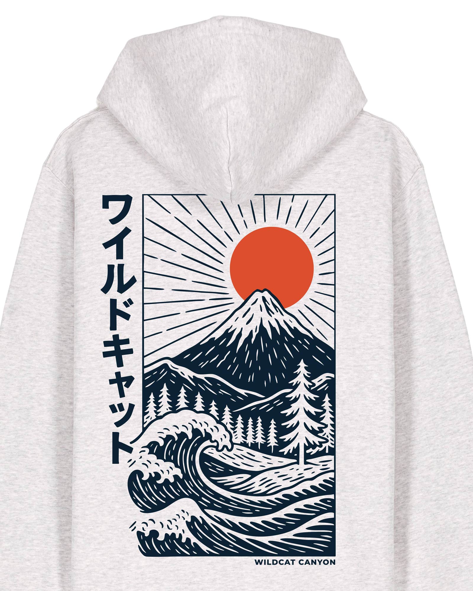 Wildcat Canyon Fuji Surf Unisex Organic Cotton Hoodie in Cool Heather Grey