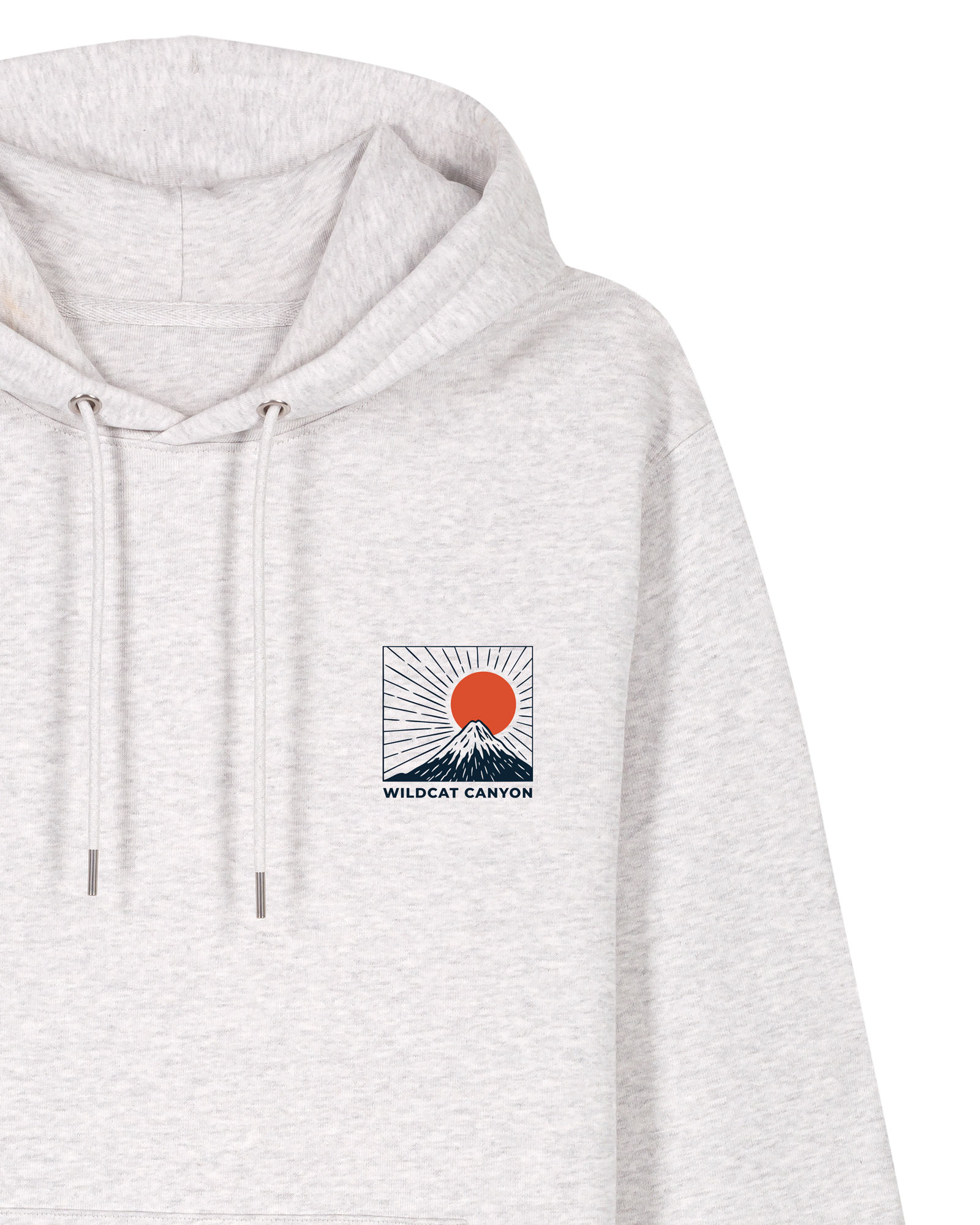 Wildcat Canyon Fuji Surf Unisex Organic Cotton Hoodie in Cool Heather Grey