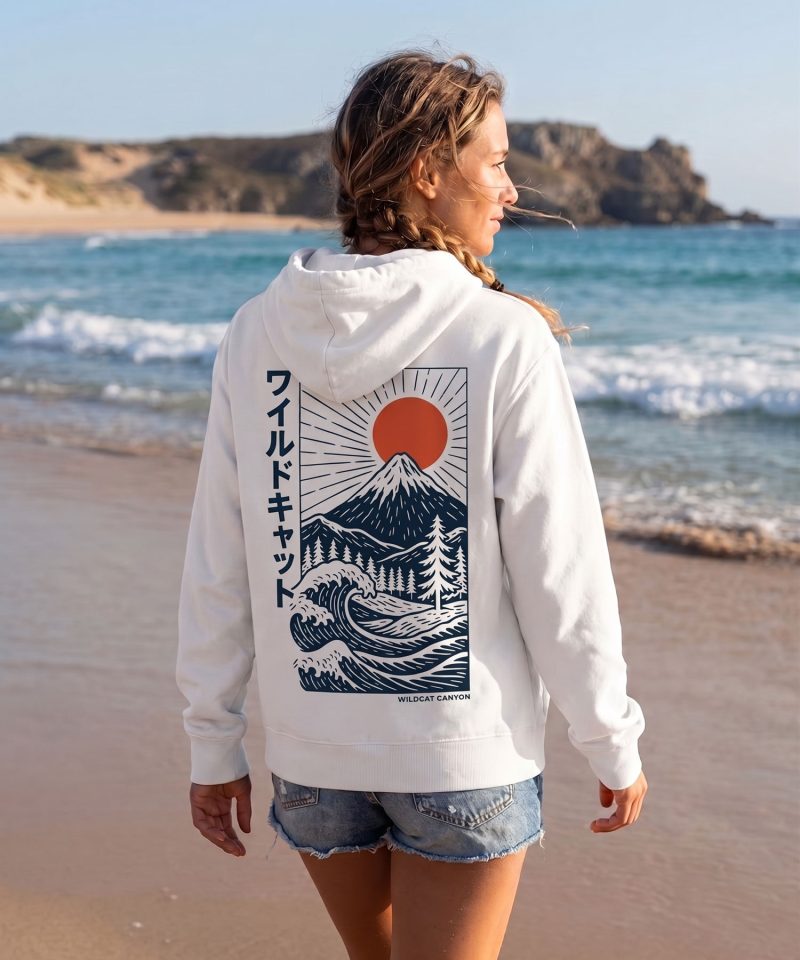 Alternative view of Fuji Surf - Unisex Organic Cotton Hoodie