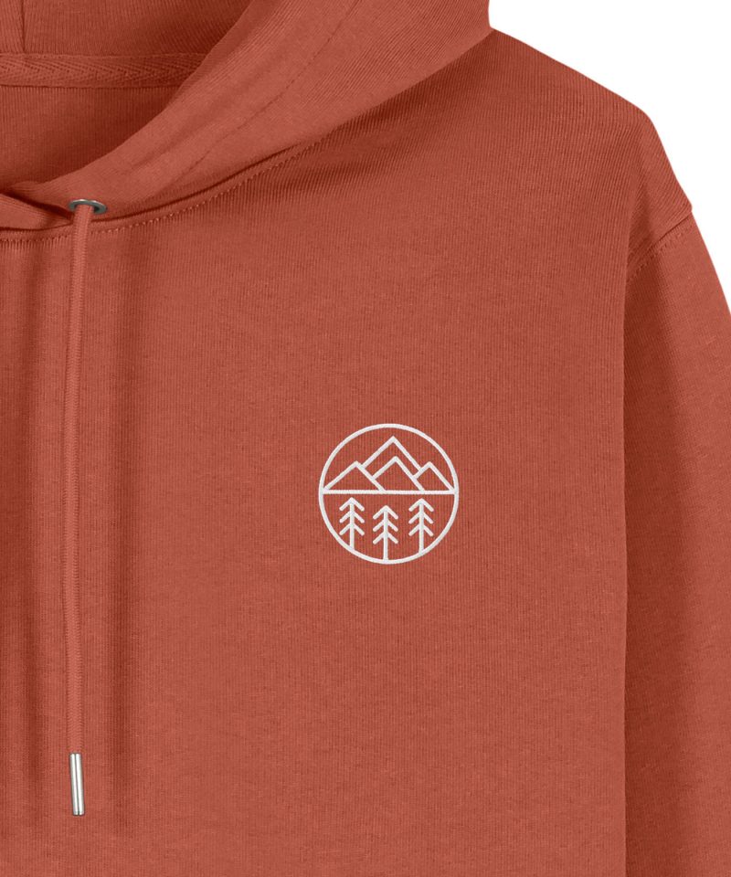 Wildcat Canyon Alpine Adventures Unisex Embroidered Organic Cotton Hoodie in Heritage Brown