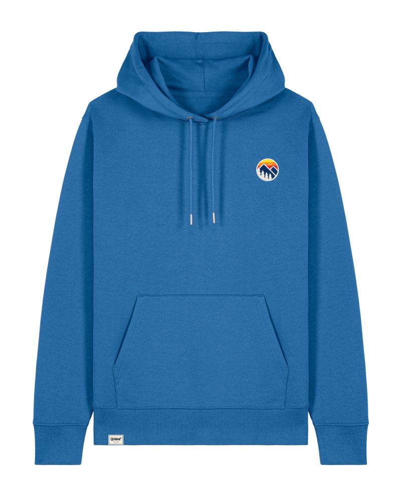 Wildcat Canyon Peaks & Pines Unisex Embroidered Organic Cotton Hoodie in Mindful Blue