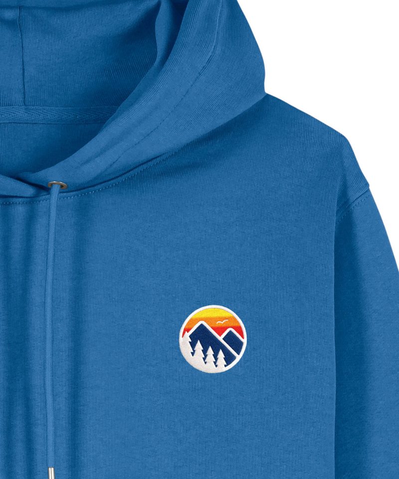 Wildcat Canyon Peaks & Pines Unisex Embroidered Organic Cotton Hoodie in Mindful Blue