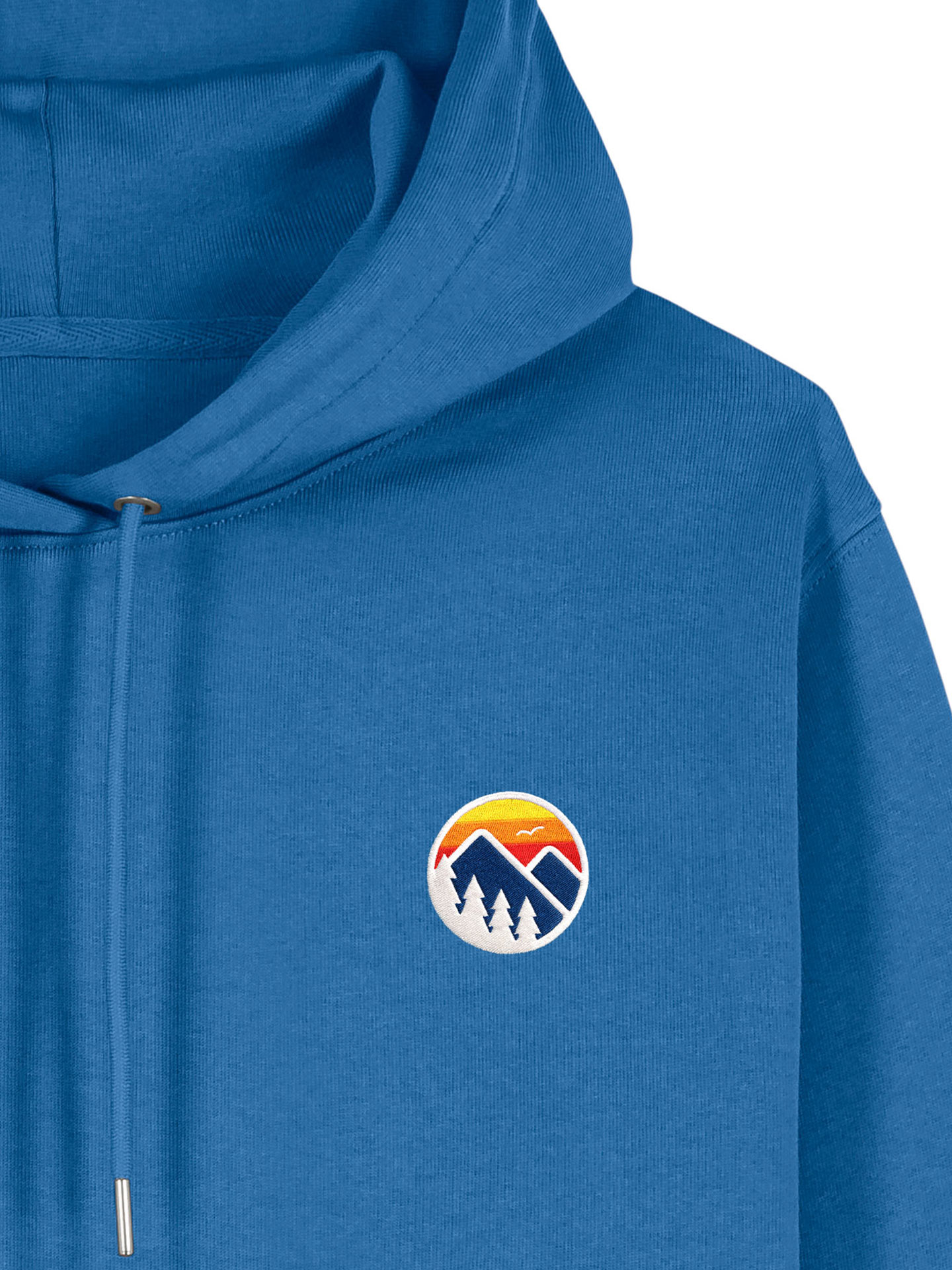 Wildcat Canyon Peaks & Pines Unisex Embroidered Organic Cotton Hoodie in Mindful Blue