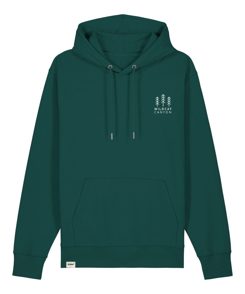 Wildcat Canyon Three Pines Unisex Embroidered Organic Cotton Hoodie in Glazed Green