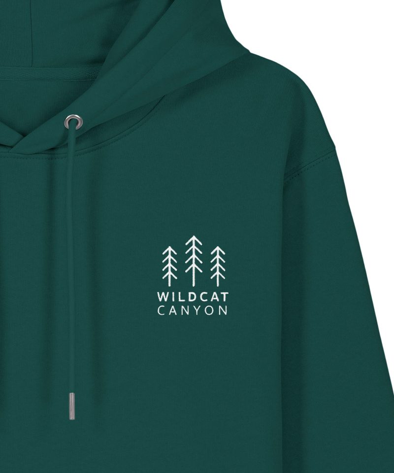 Wildcat Canyon Three Pines Unisex Embroidered Organic Cotton Hoodie in Glazed Green