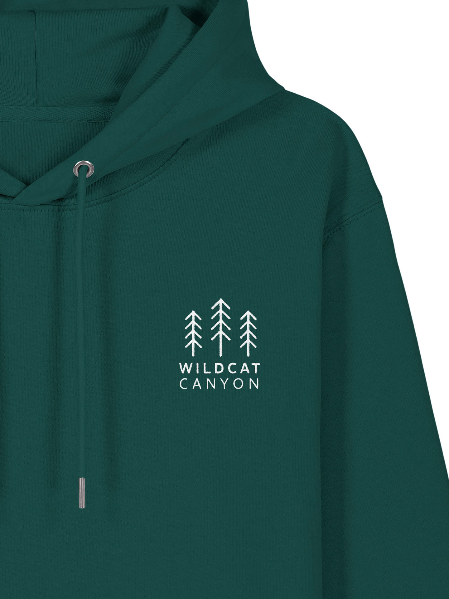 Wildcat Canyon Three Pines Unisex Embroidered Organic Cotton Hoodie in Glazed Green