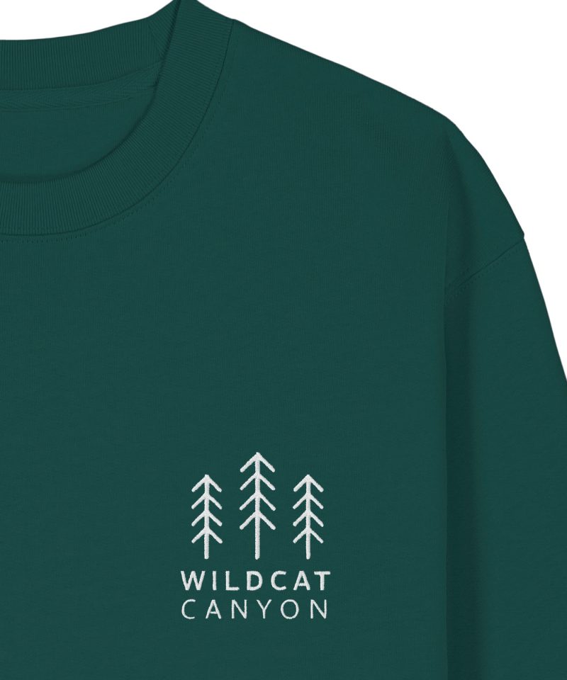 Wildcat Canyon Three Pines Unisex Embroidered Organic Cotton Sweatshirt in Glazed Green