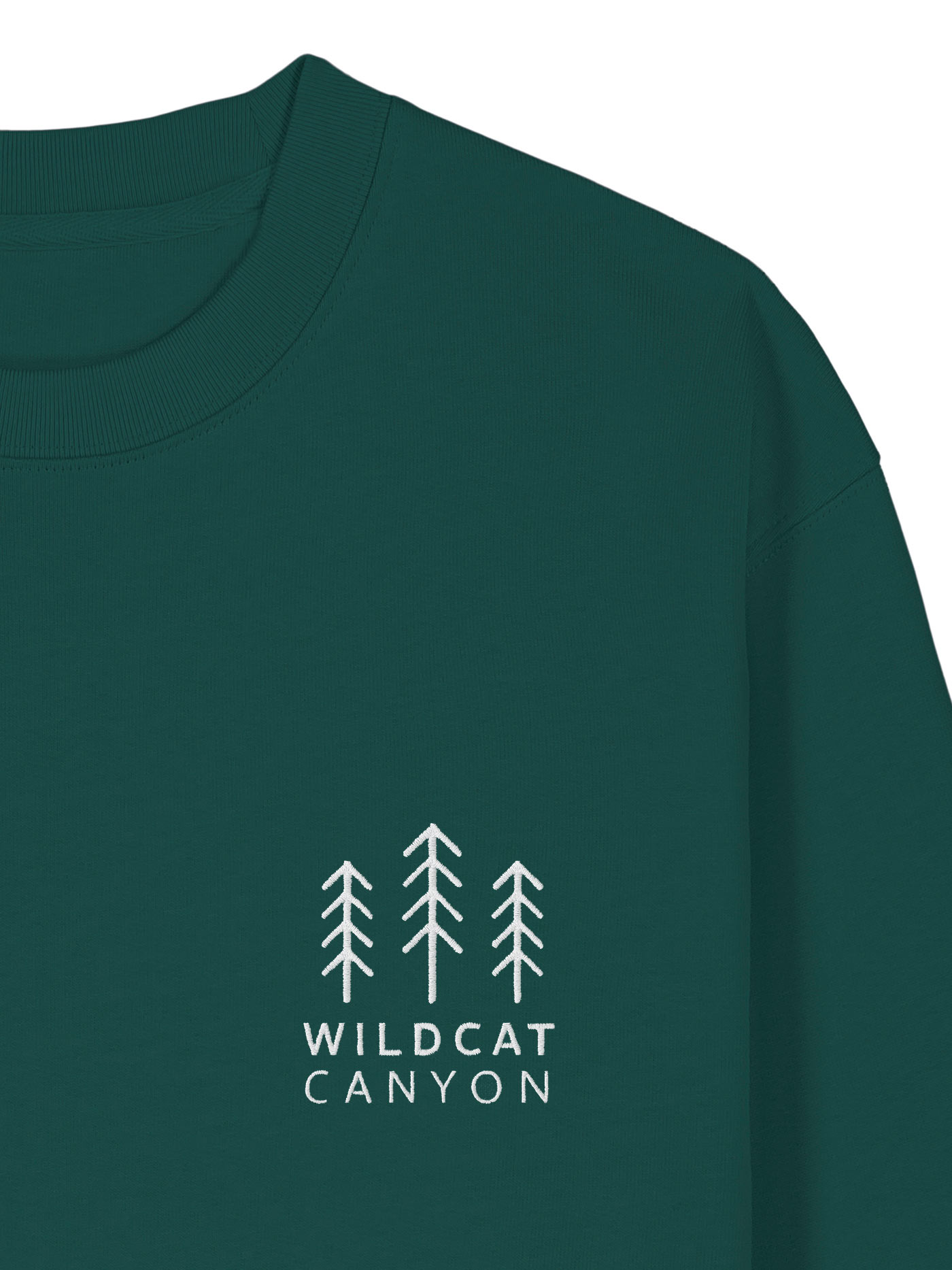 Wildcat Canyon Three Pines Unisex Embroidered Organic Cotton Sweatshirt in Glazed Green