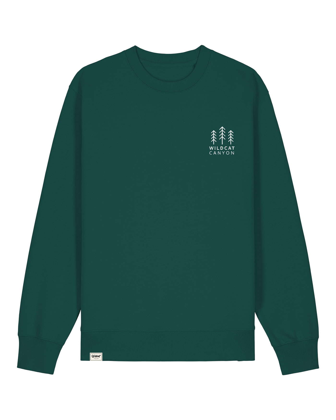 Wildcat Canyon Three Pines Unisex Embroidered Organic Cotton Sweatshirt in Glazed Green