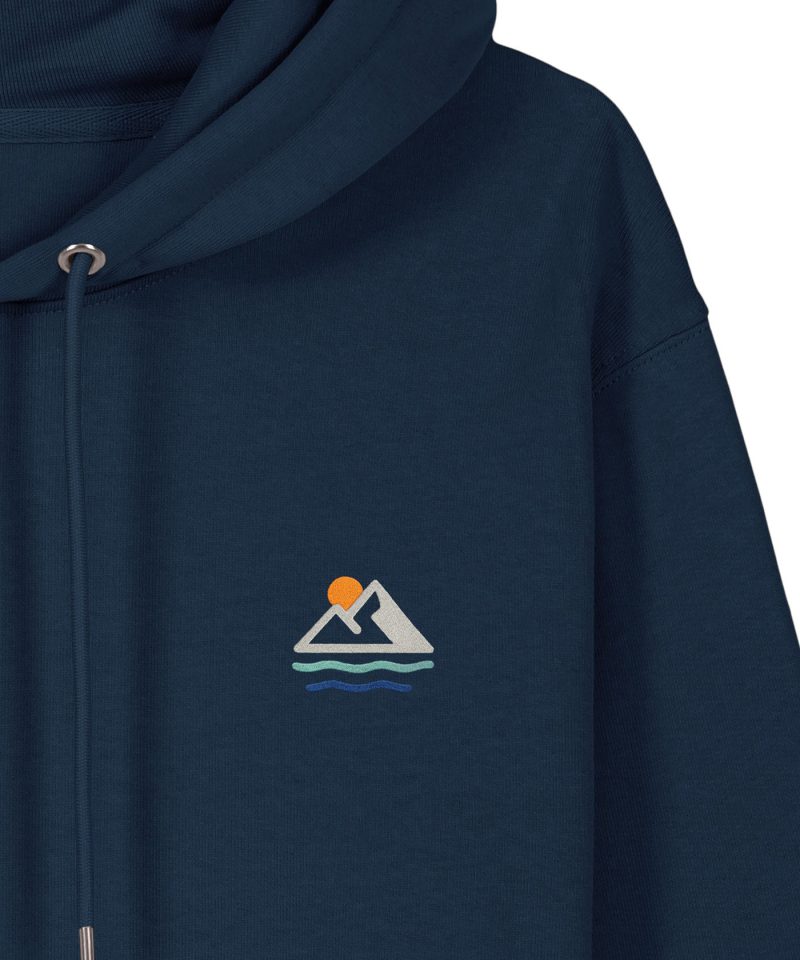 Wildcat Canyon Beyond The Break Unisex Embroidered Organic Cotton Hoodie in French Navy