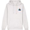 Wildcat Canyon Sundown Surf Unisex Embroidered Organic Cotton Hoodie in Cool Heather Grey